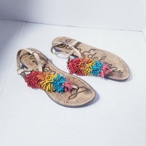 SAM EDELMAN WOMEN'S ANKLE STRAP TASSEL SANDALS SIZE 6